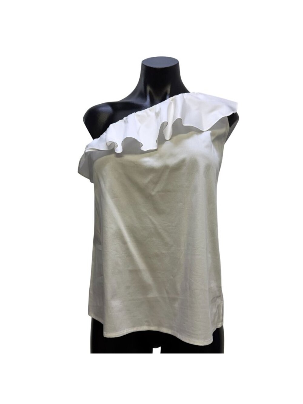 Adriano Goldschmied One-Shoulder Ruffle Blouse White Size M